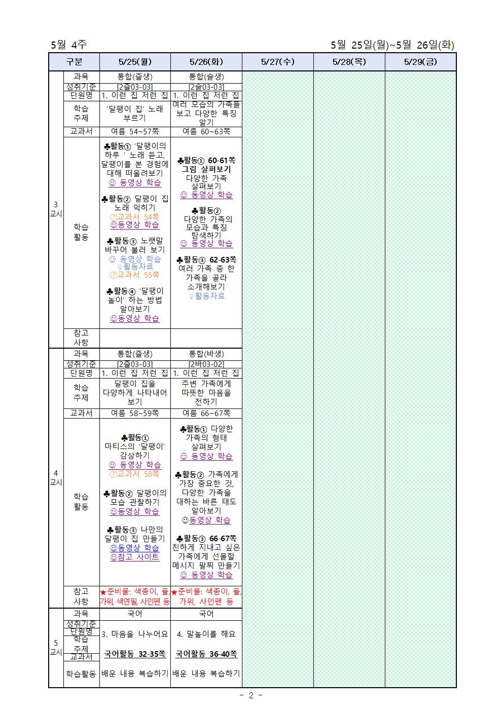 2학년 주간학습계획(5.25-5.26)002