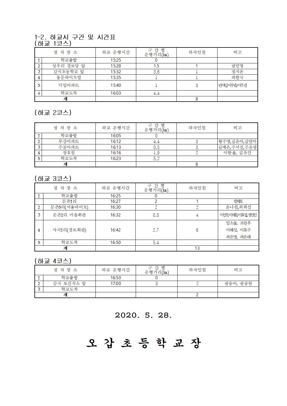 코로나19 등교개학 임시 노선표 가정통신문(5.28.)002