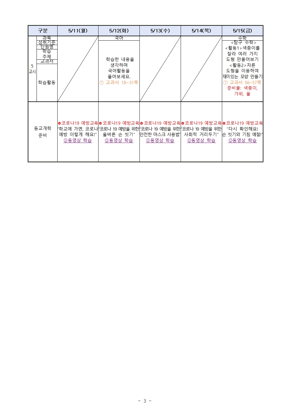 주별 온라인 학습 계획(2학년)_5월11일~5월15일 (2)003