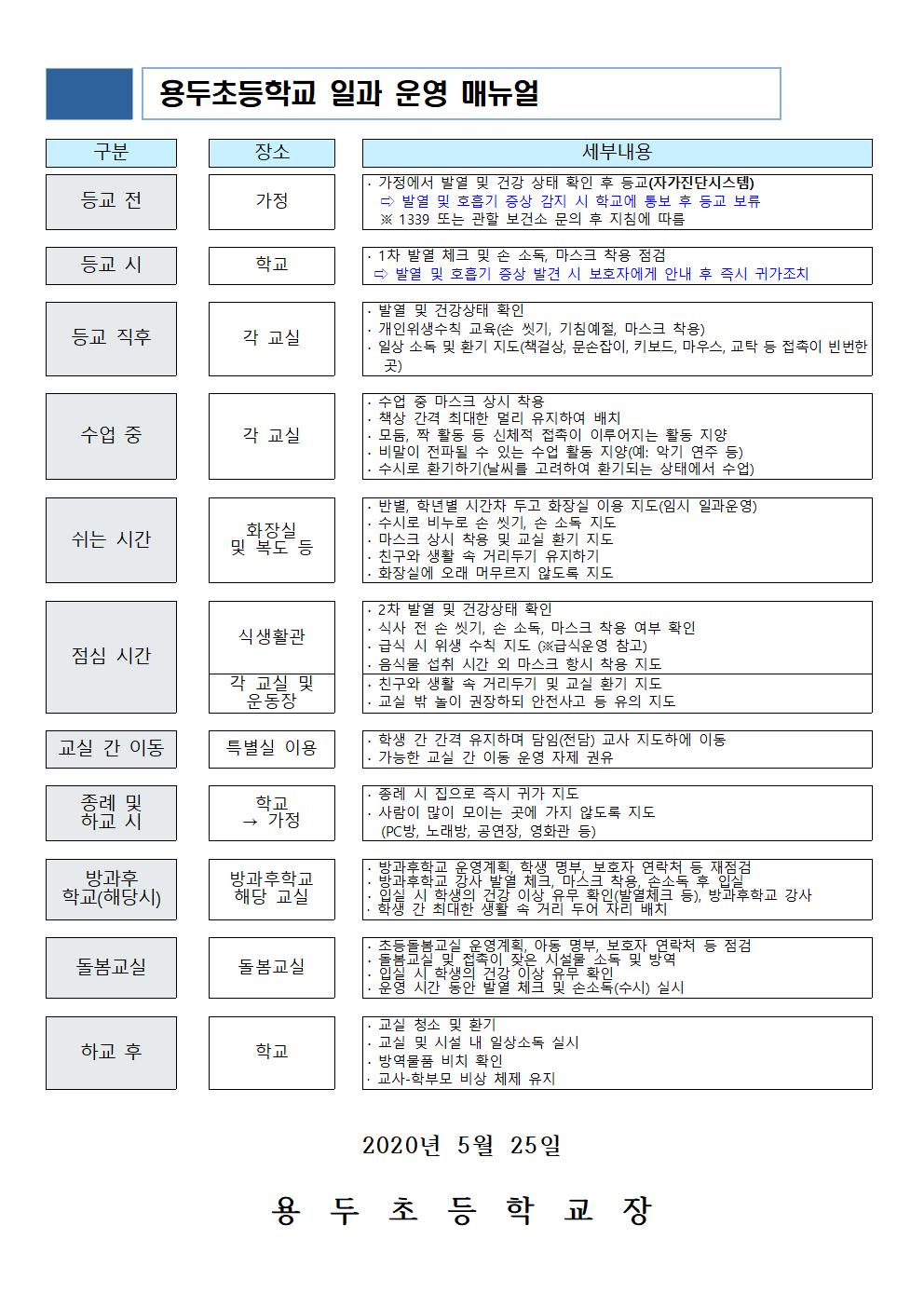 등교수업 안내 가정통신문004