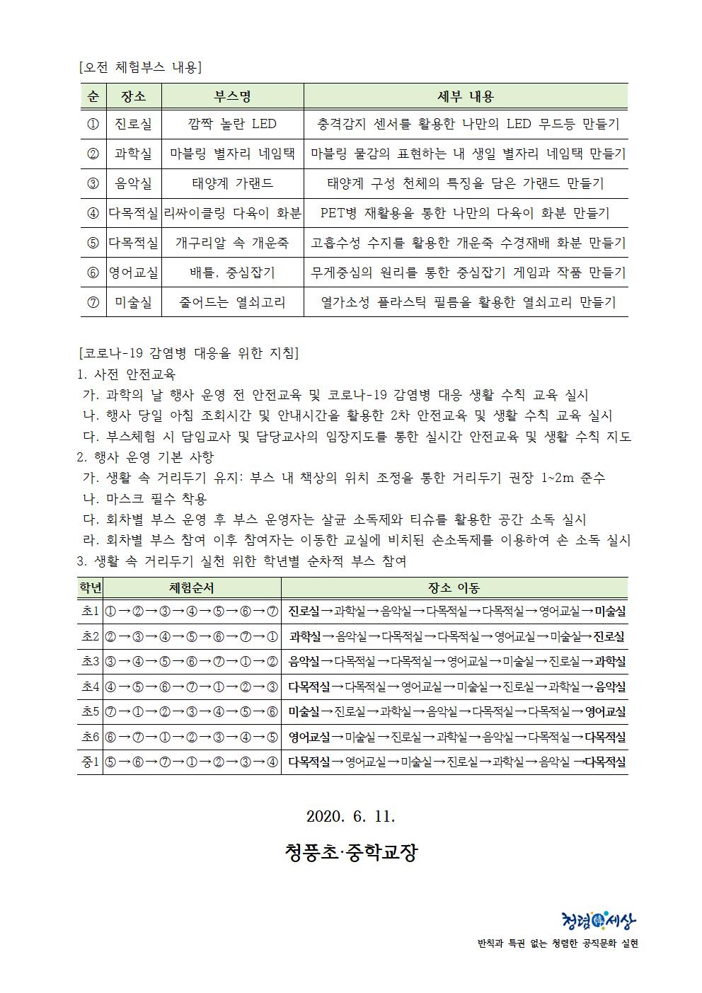 2020. 교내 과학의 날 운영 안내 2