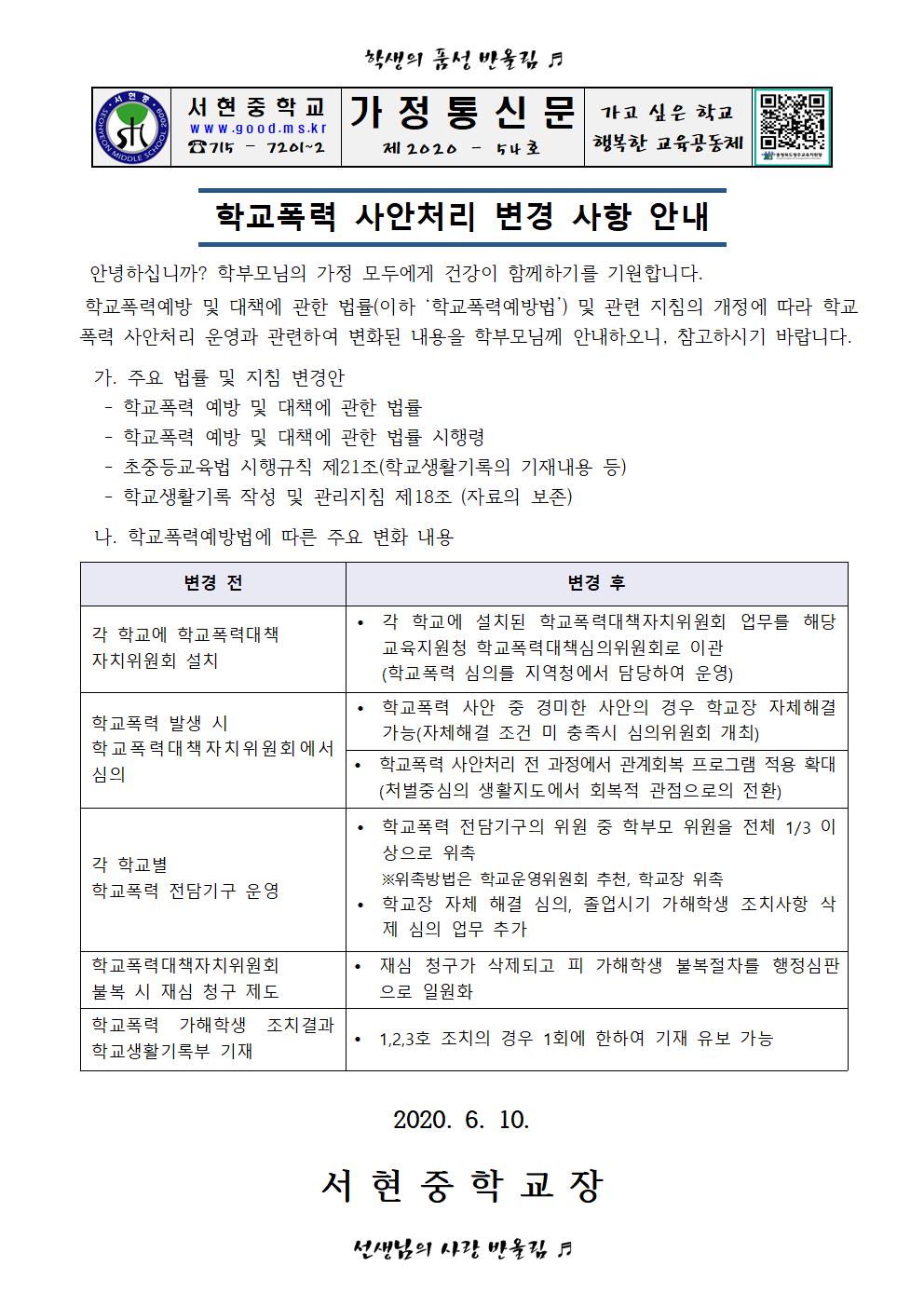 학교폭력 사안처리 변경 사항 안내001