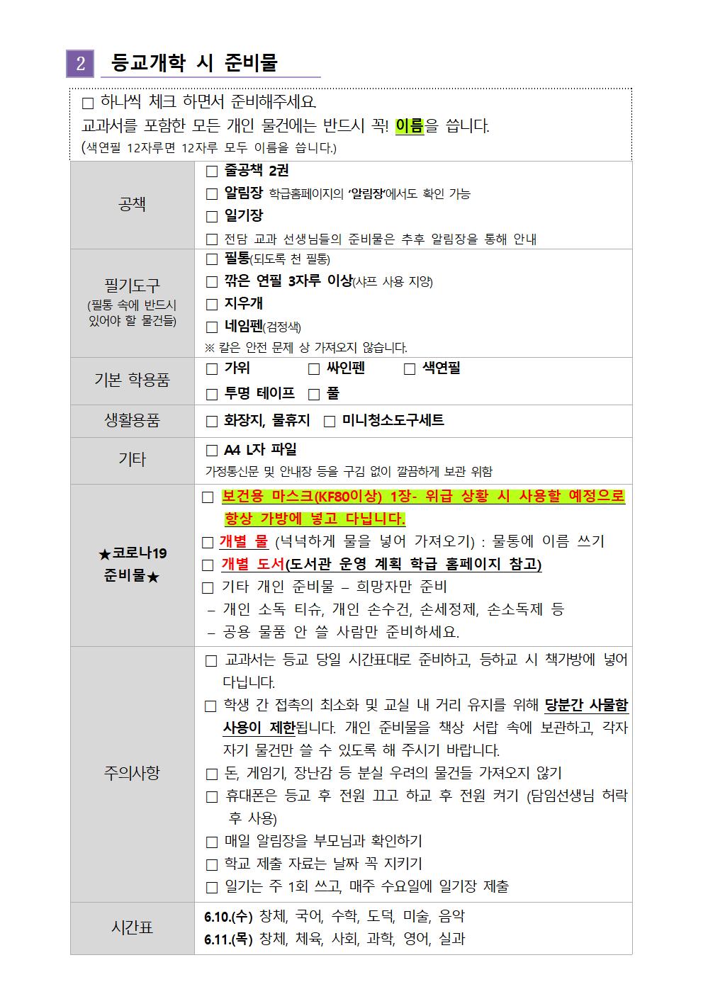 6학년 등교수업관련전 안내사항(공지)002