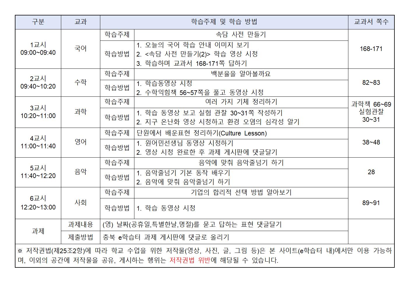 2020.6.9.(화)원격수업 시간표001