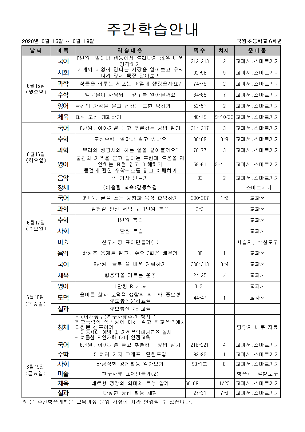 주간학습안내6월15일~6월19일)001