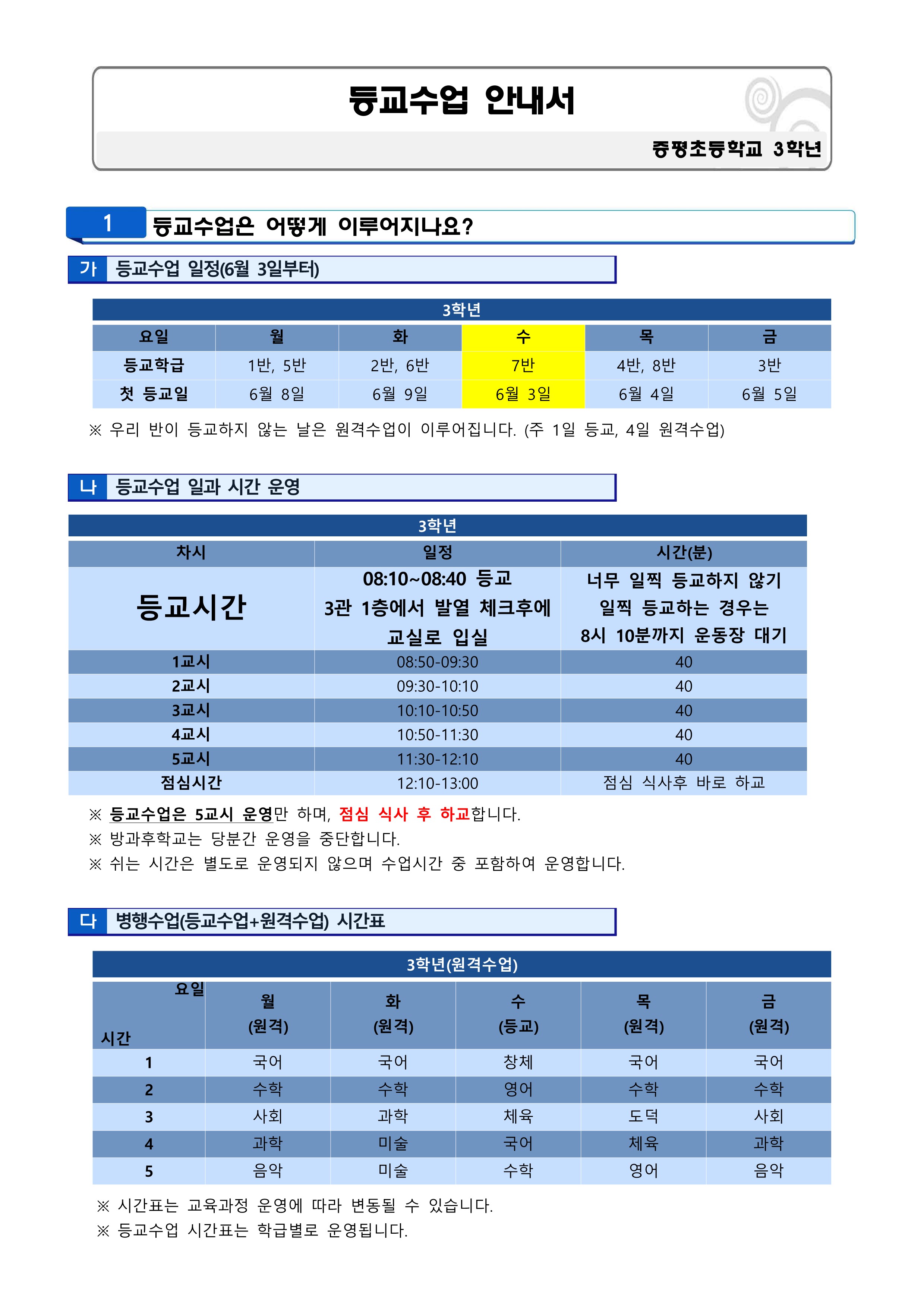 증평초등학교 3학년 등교수업 안내서(307)_1