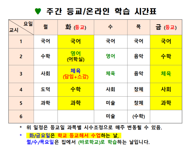 주간 시간표 (4-2)