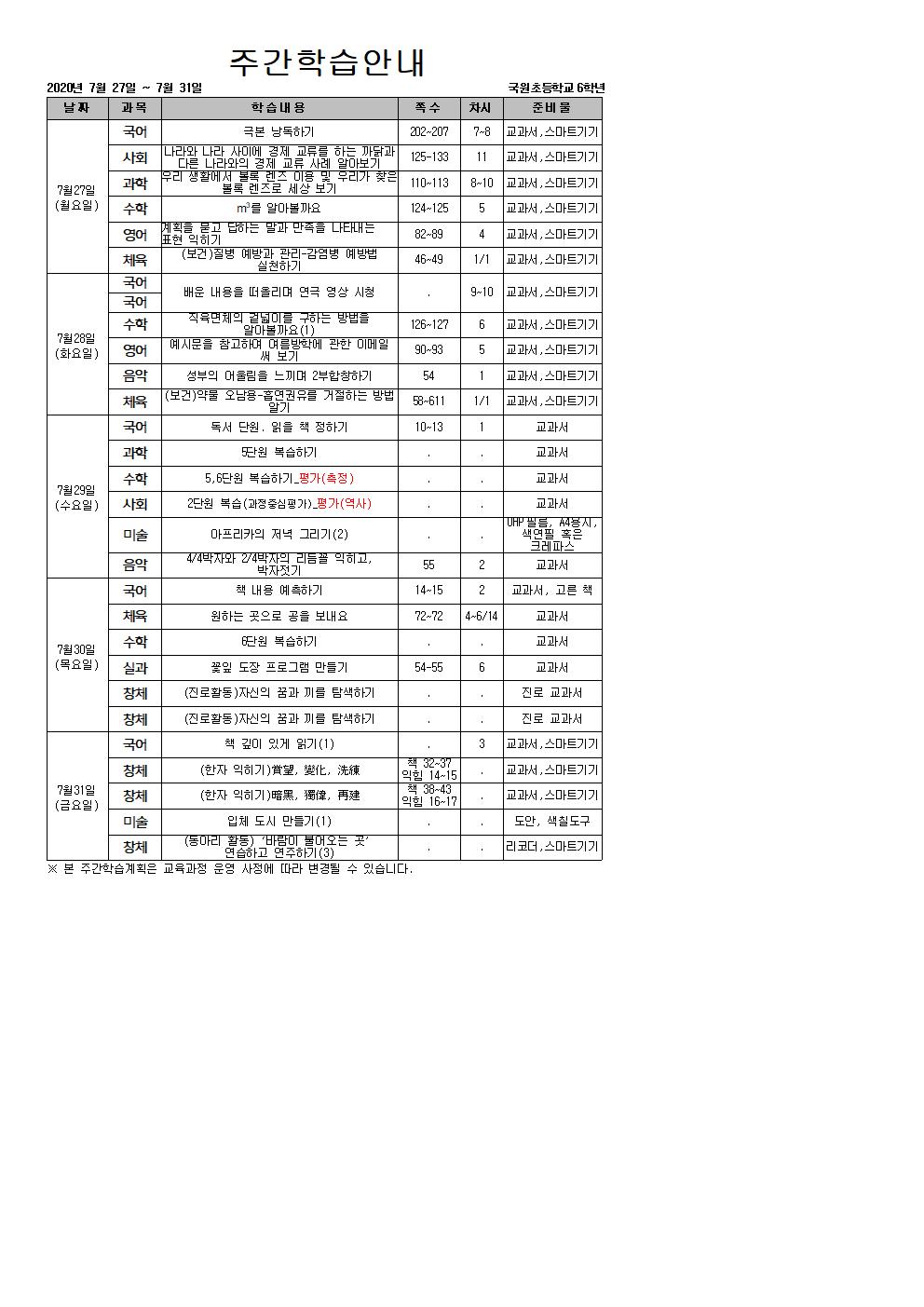 주간학습안내(7.27.~7.31.)001