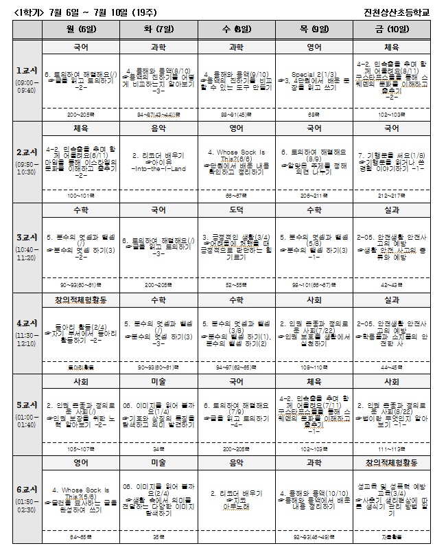 주간학습7월6일~7월 10일