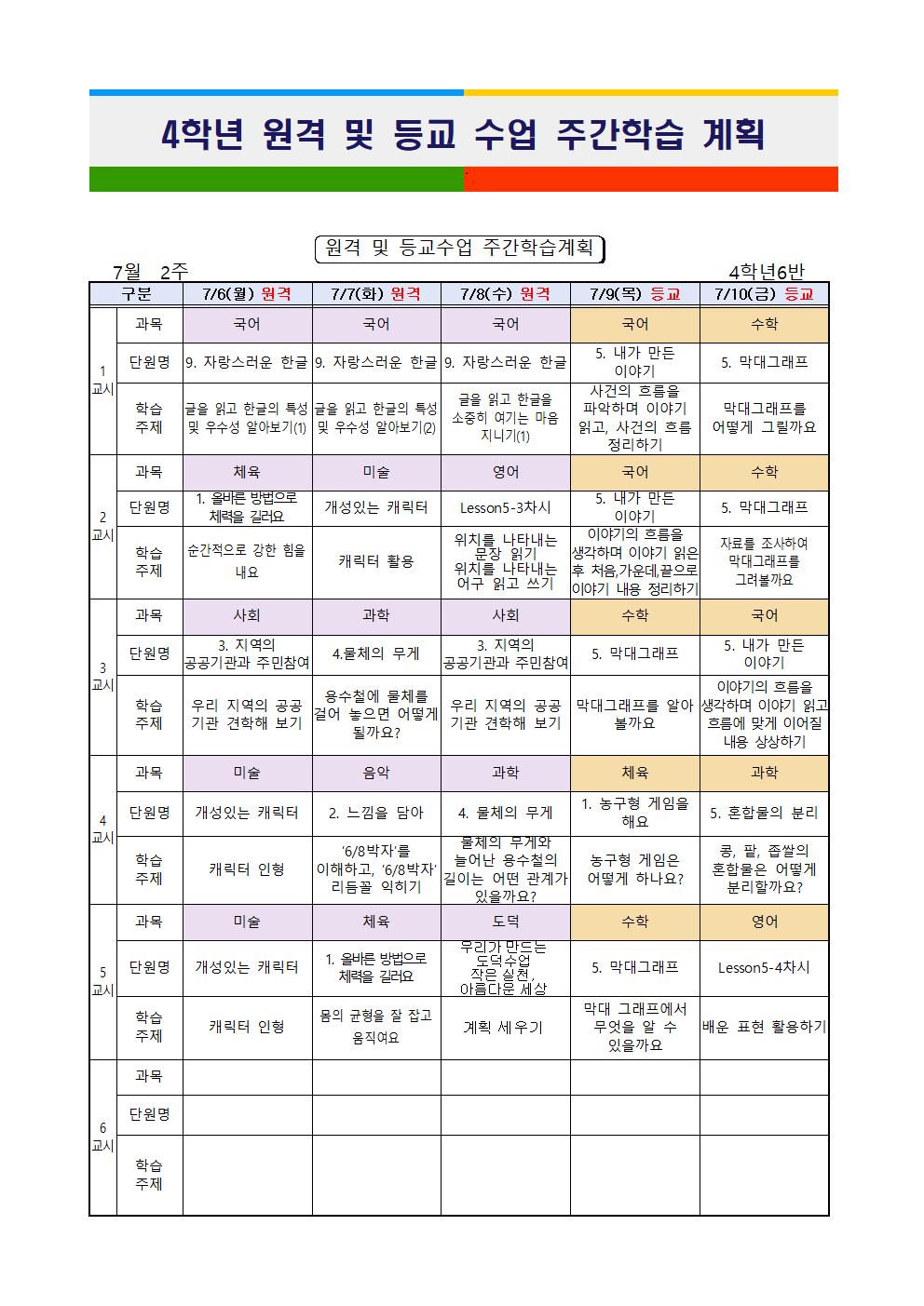 7월 2주 주간학습계획001