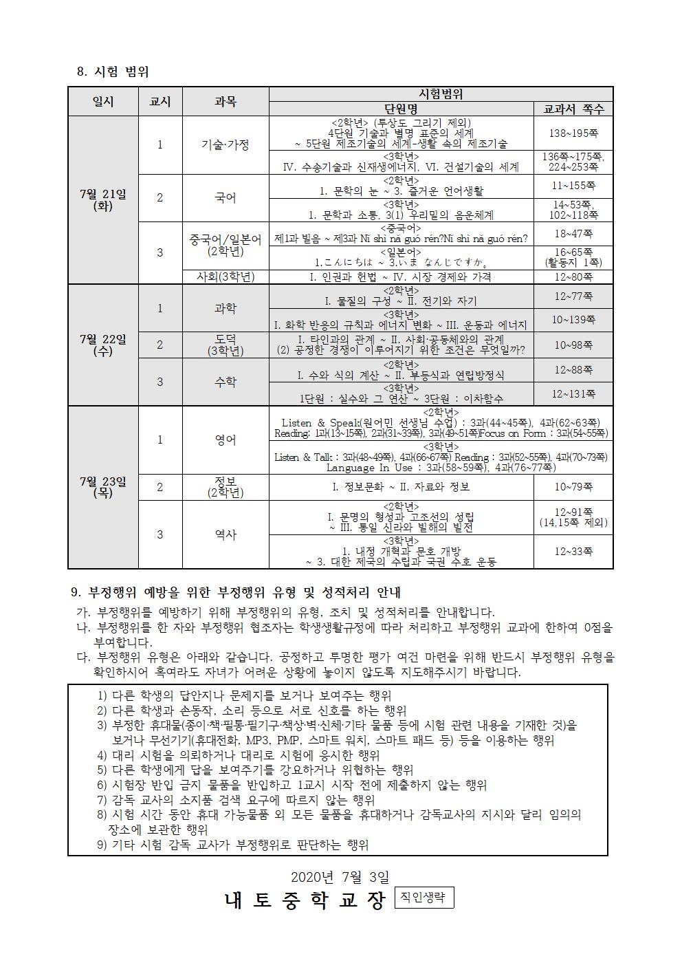 2020학년도 2,3학년 1학기 평가 안내002