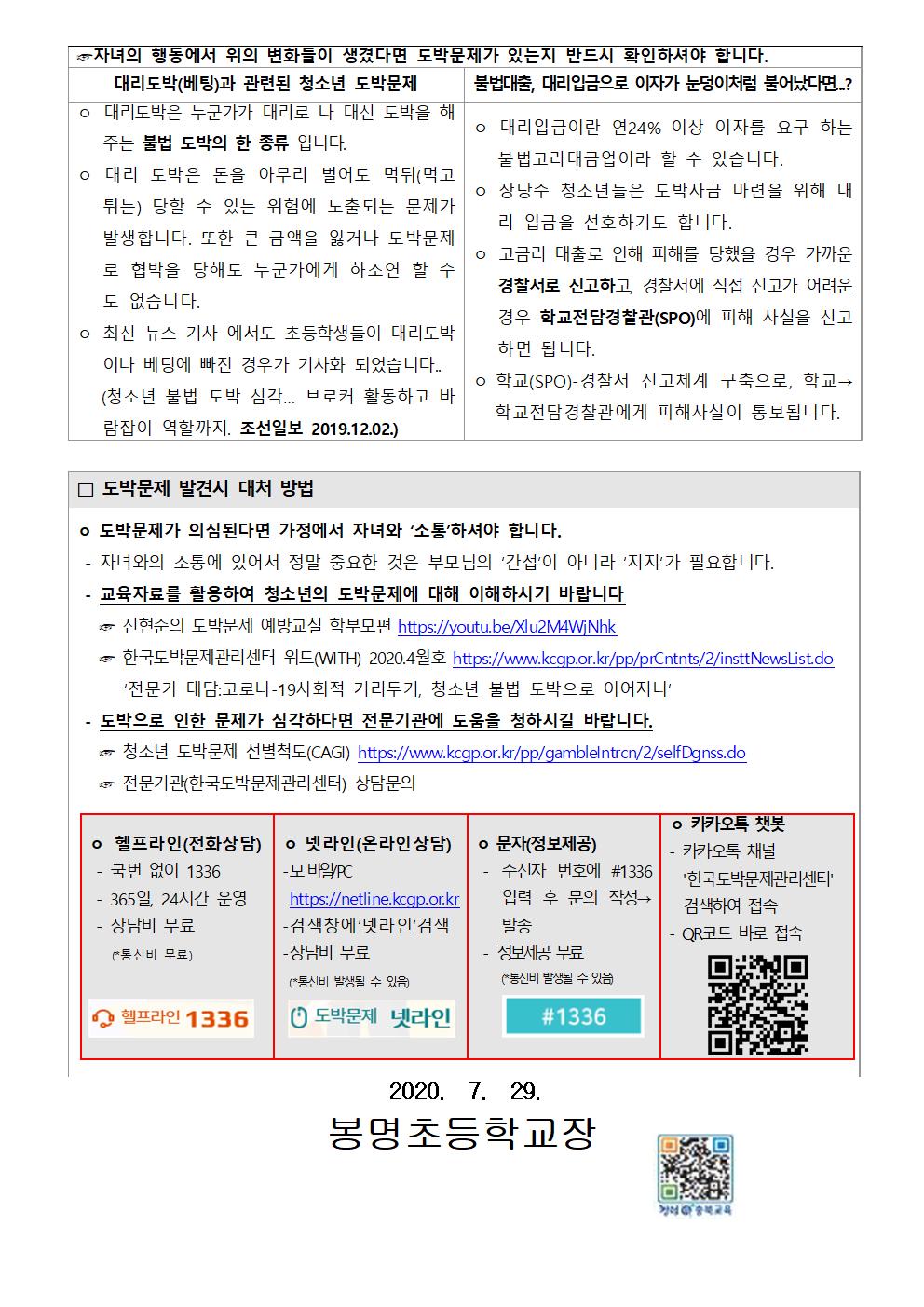 방학 중 인터넷 스마트폰 중독 및 사이버 도박 예방 안내 가정통신문002