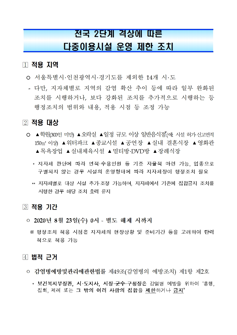 2. 전국 2단계 격상에 따른 다중이용시설 운영 제한 조치001