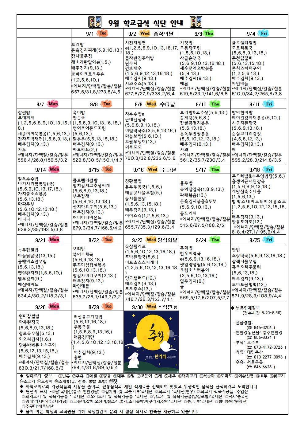 20년 9월 식단표 및 영양소식지(추석)003