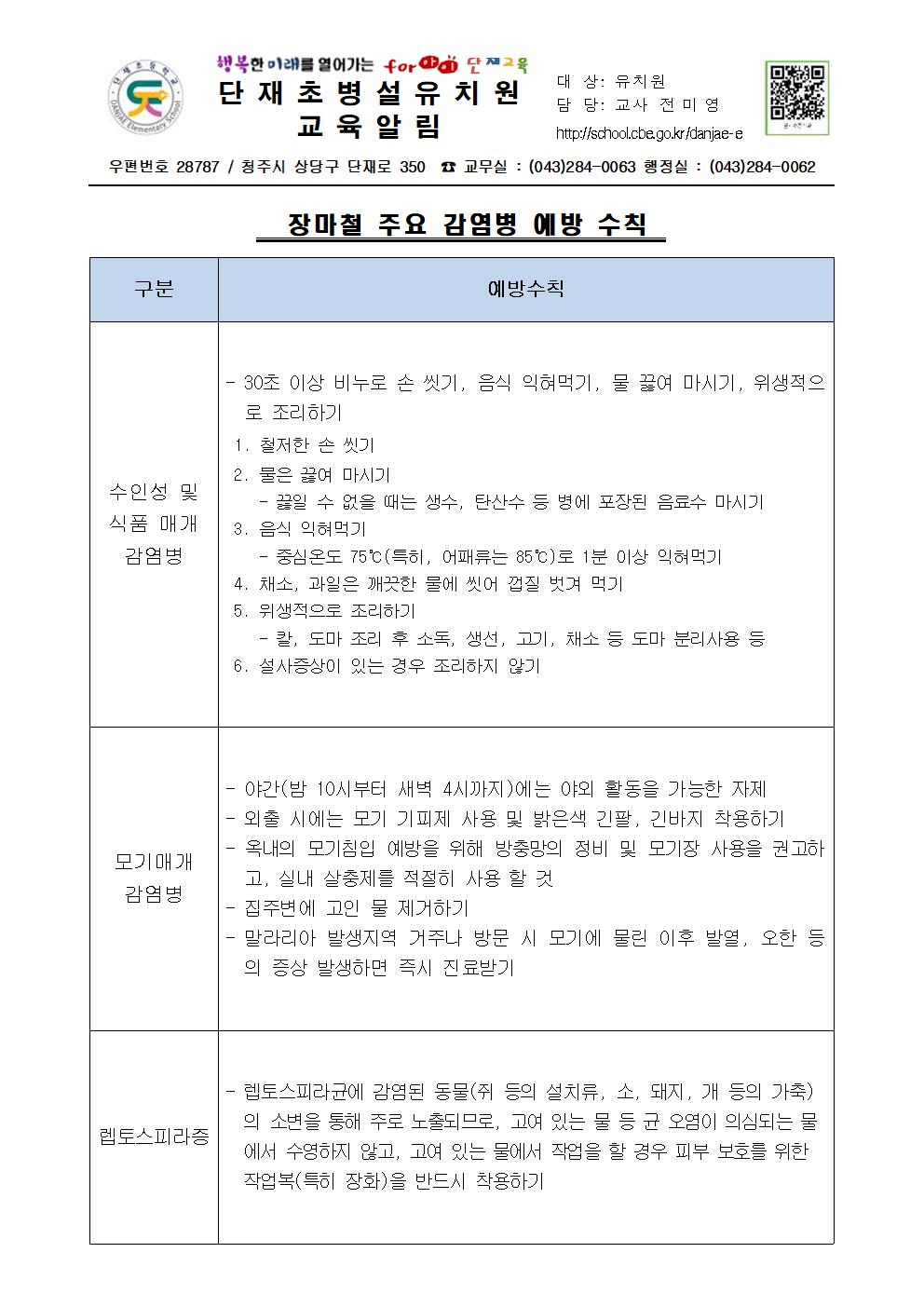 장마철 주요 감염병 예방 수칙001