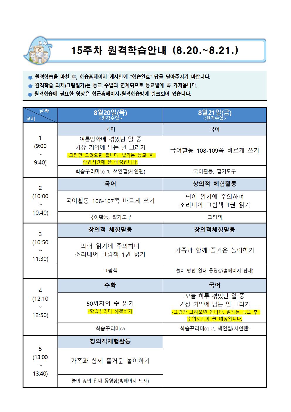 15주차 원격학습안내(8.20.-8.21.)001