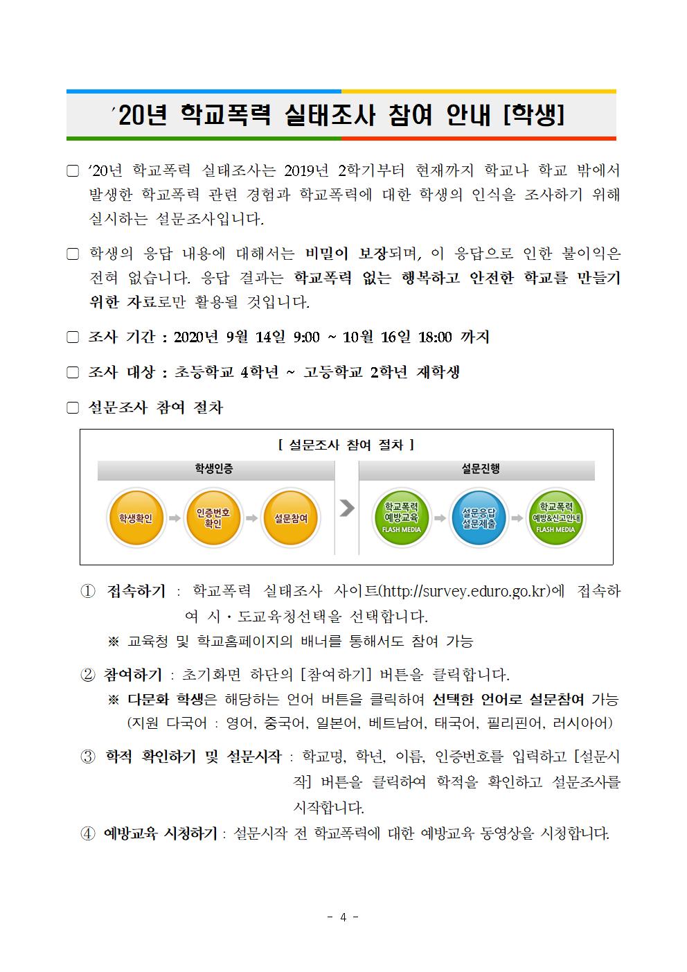 2020. 학교폭력 실태조사 가정통신문004