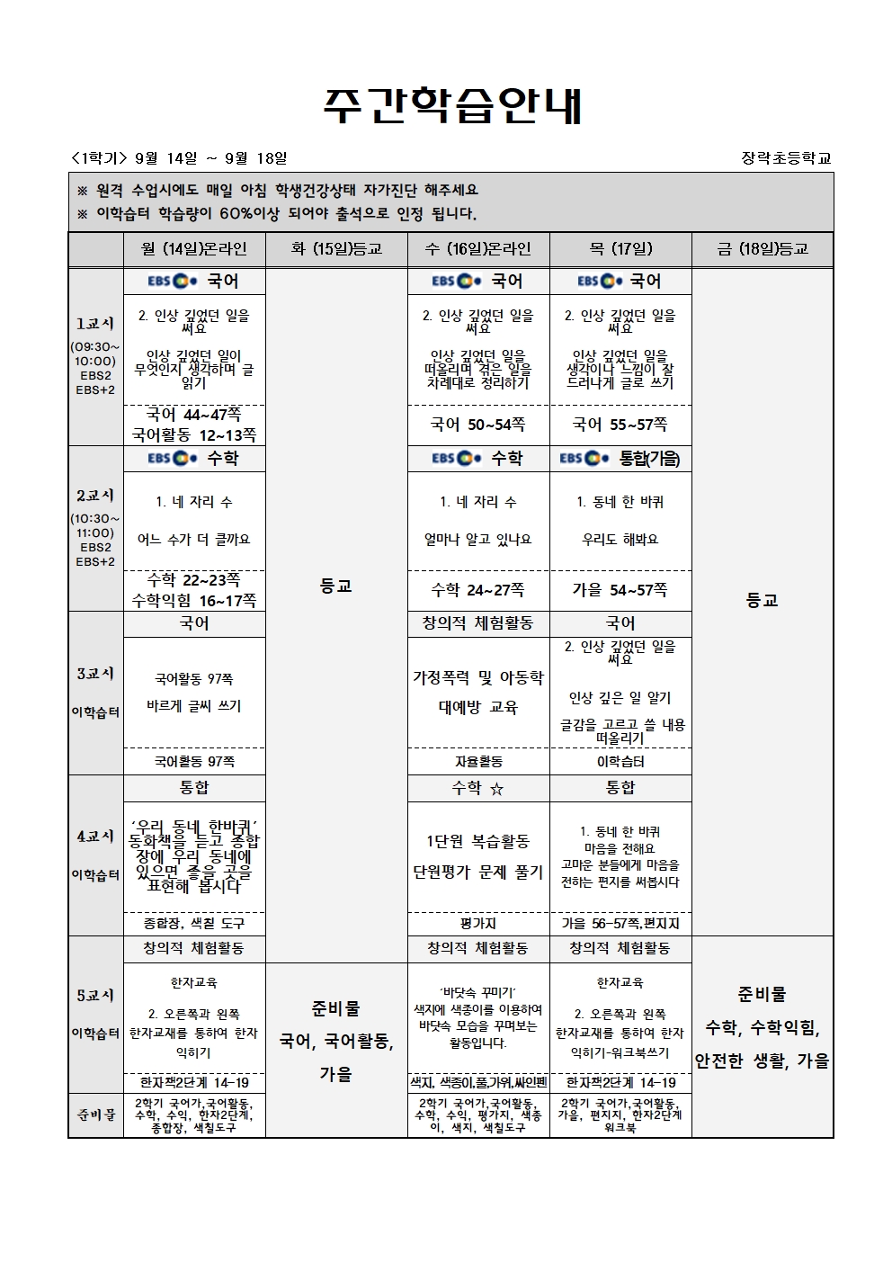 2학년 주간학습 9월14일-9월18일(게시용)001