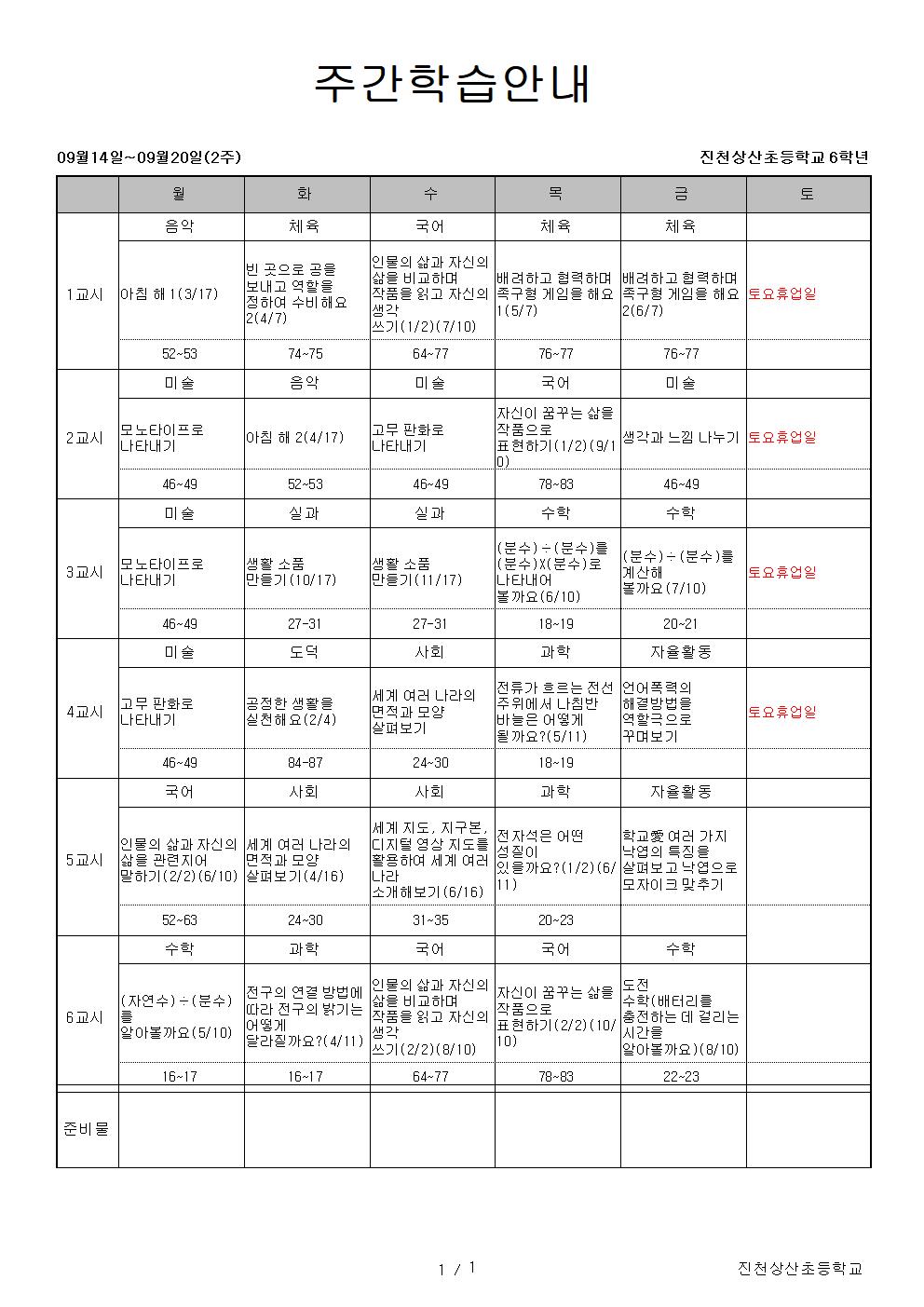 주간학습안내(2주, 9.14~9.20)001