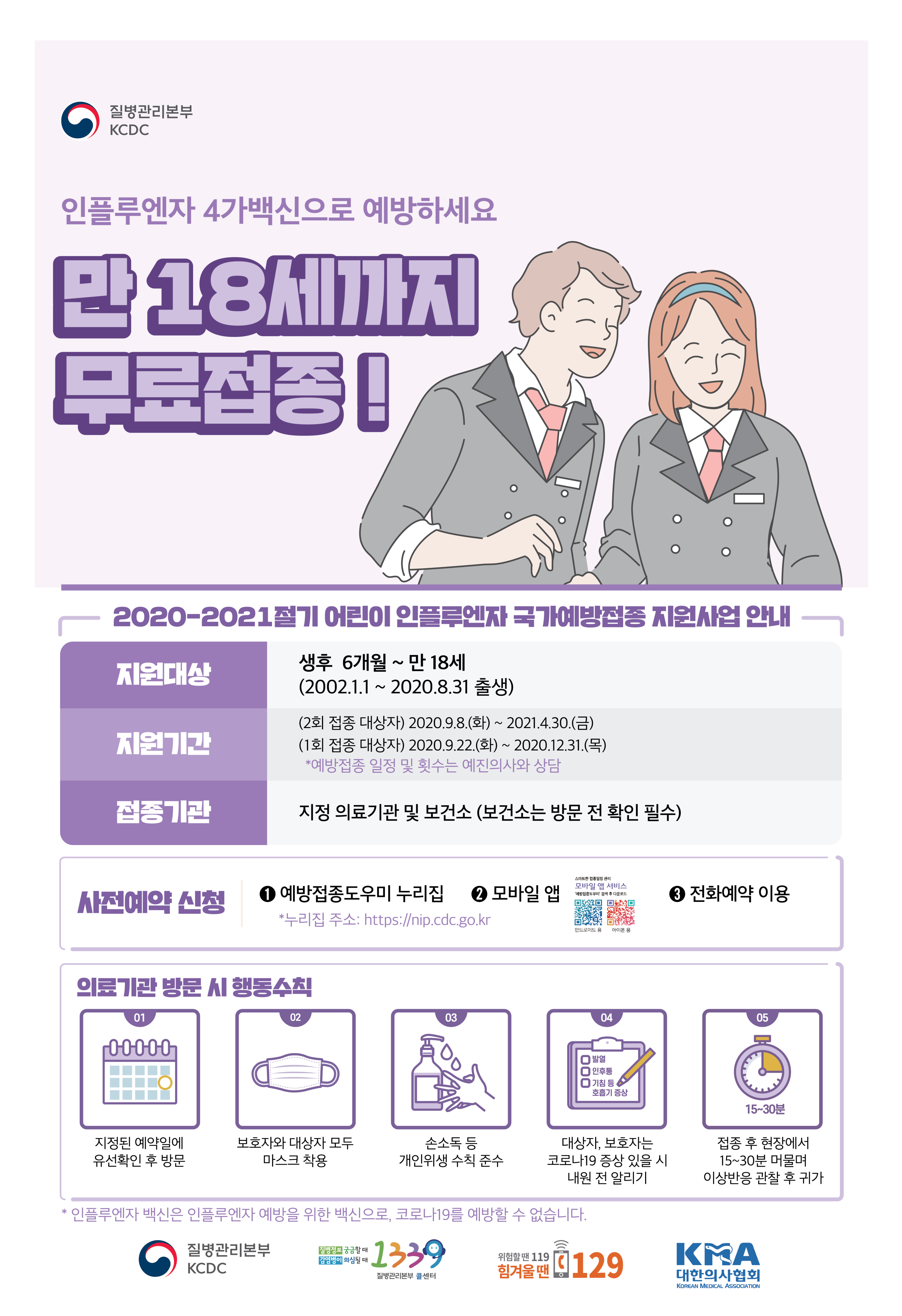 2020-2021절기 인플루엔자 국가예방접종 포스터(어린이)