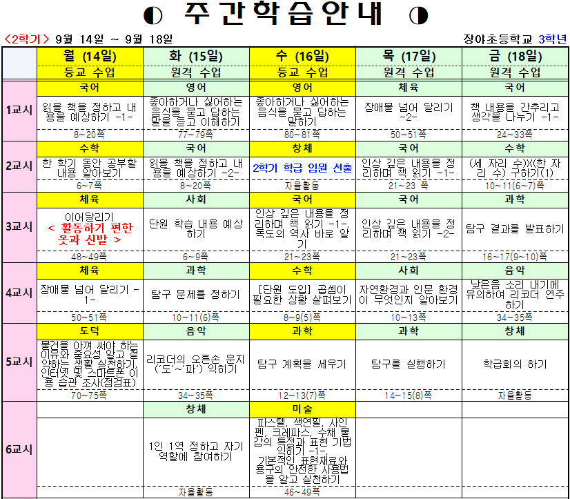 주간학습안내 9.14-9.18(1)