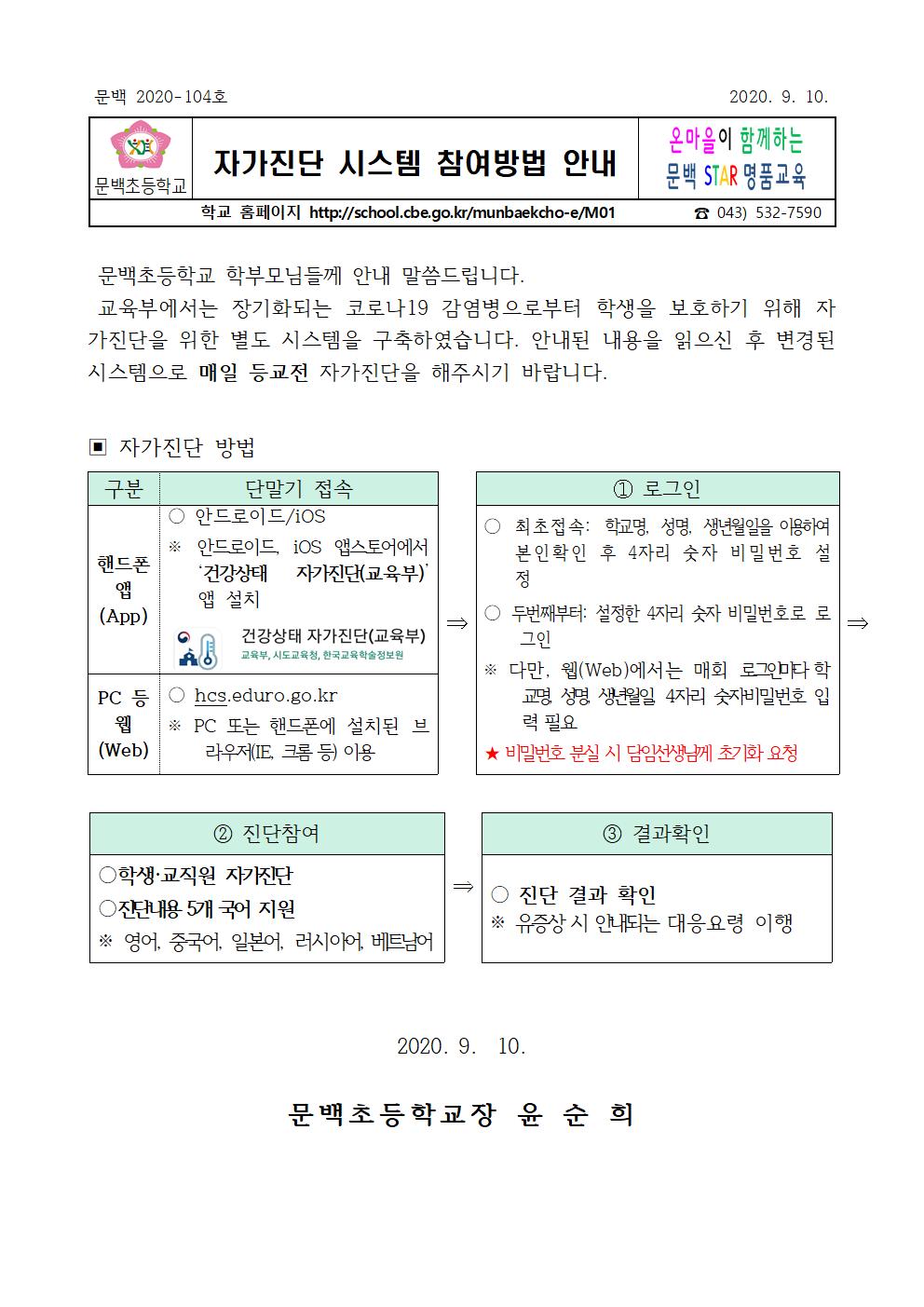 자가진단 시스템 참여방법 안내001