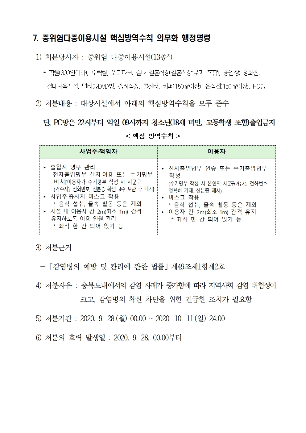 추석특별방역기간사회적거리두기방역강화에따른행정명령문006