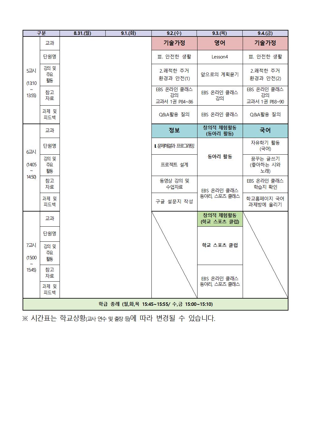 1-1 원격수업 주간학습계획(9.2.-9.4002