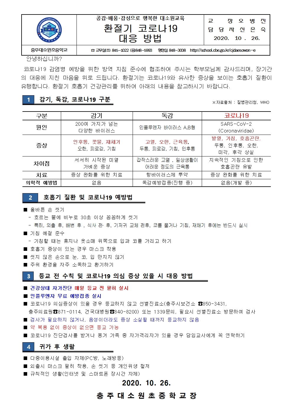 환절기 코로나19 대응 방법 안내문001