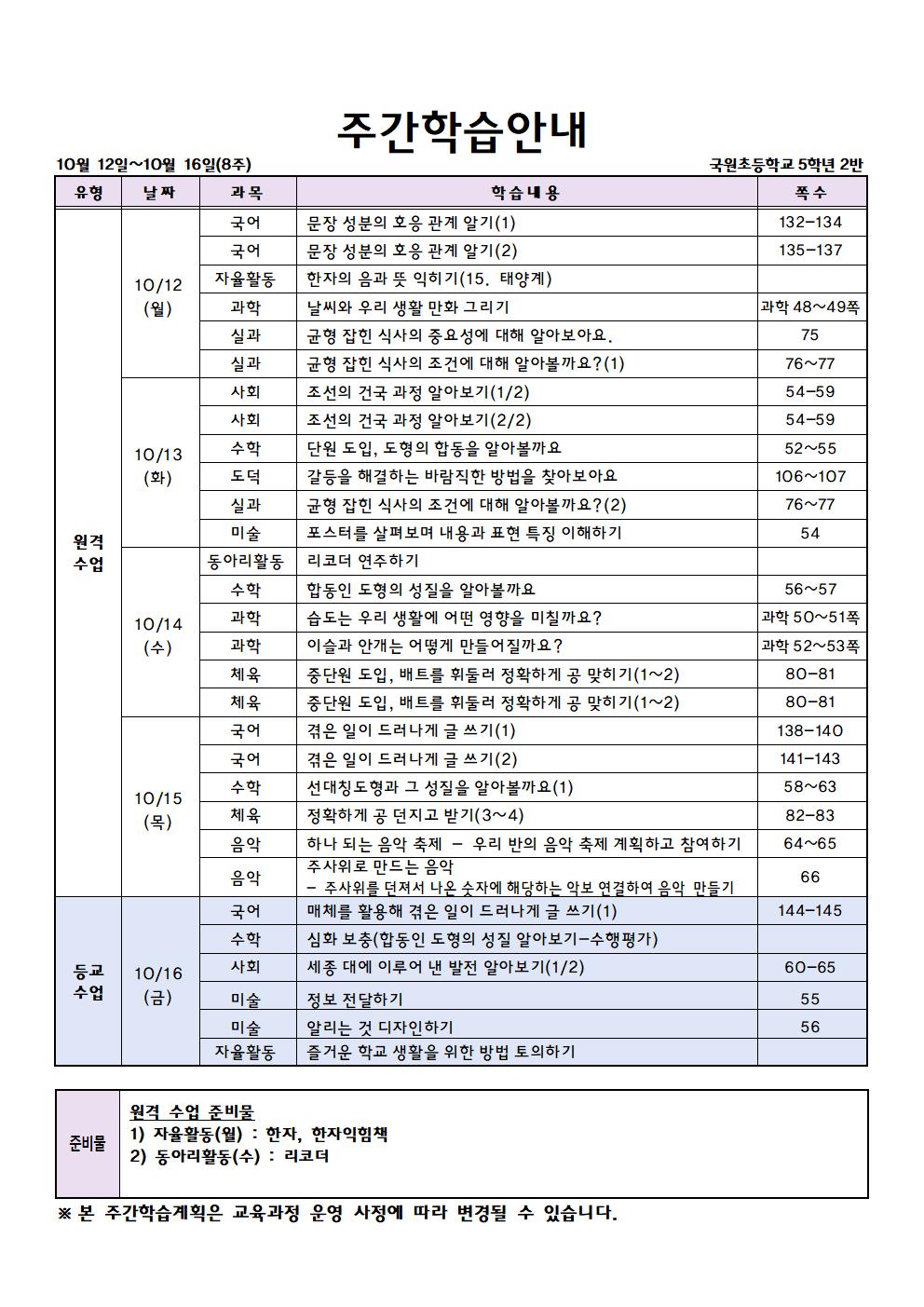 8주 주간학습안내001