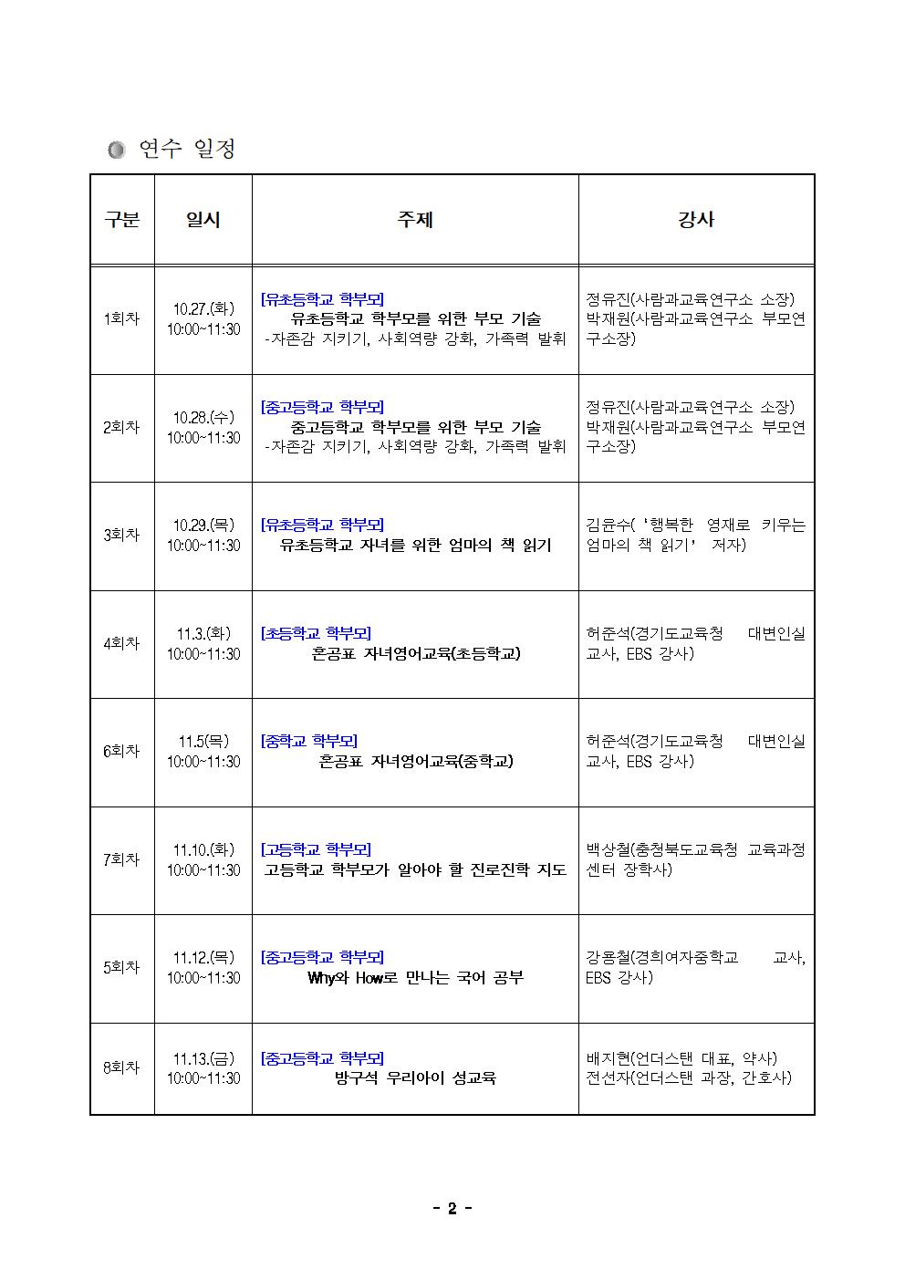 2020. 함께 행복한 교육을 위한 학부모 배움길 연수 안내002