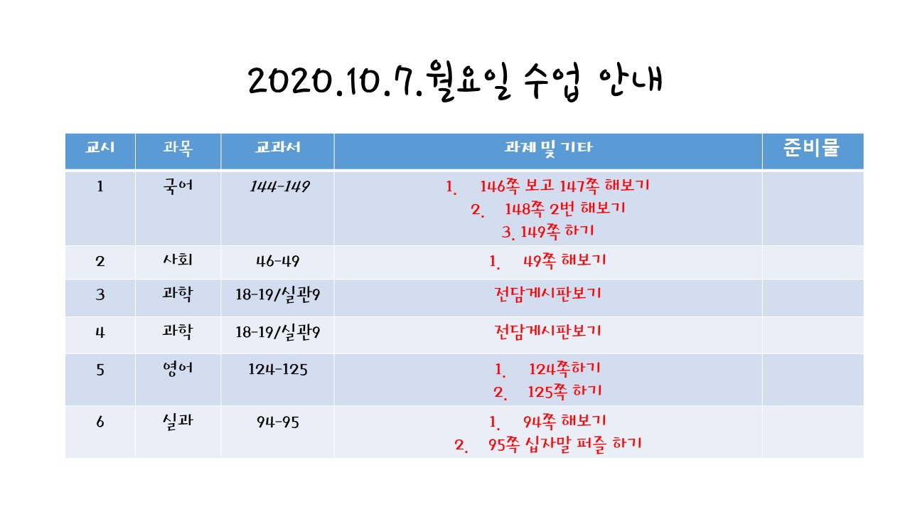 10. 7수업안내