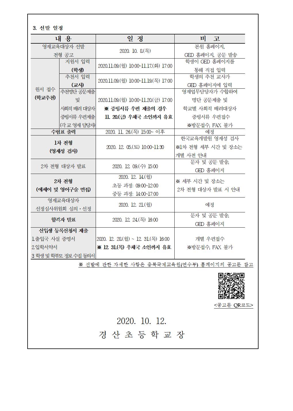 2021. 충북국제교육원 부설 영재교육원(청주) 영어영재과정 교육대상자 선발 안내002