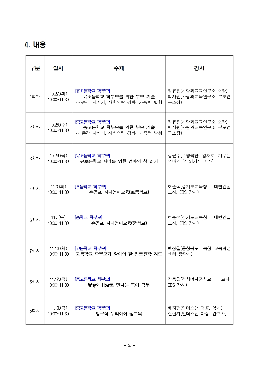 2020. 함께 행복한 교육을 위한 학부모 배움길 연수 안내002