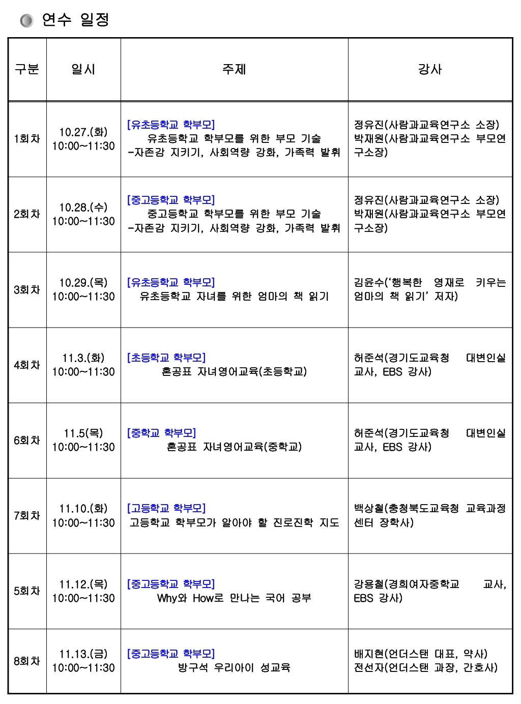2020. 함께 행복한 교육을 위한 학부모 배움길 연수 안내_2