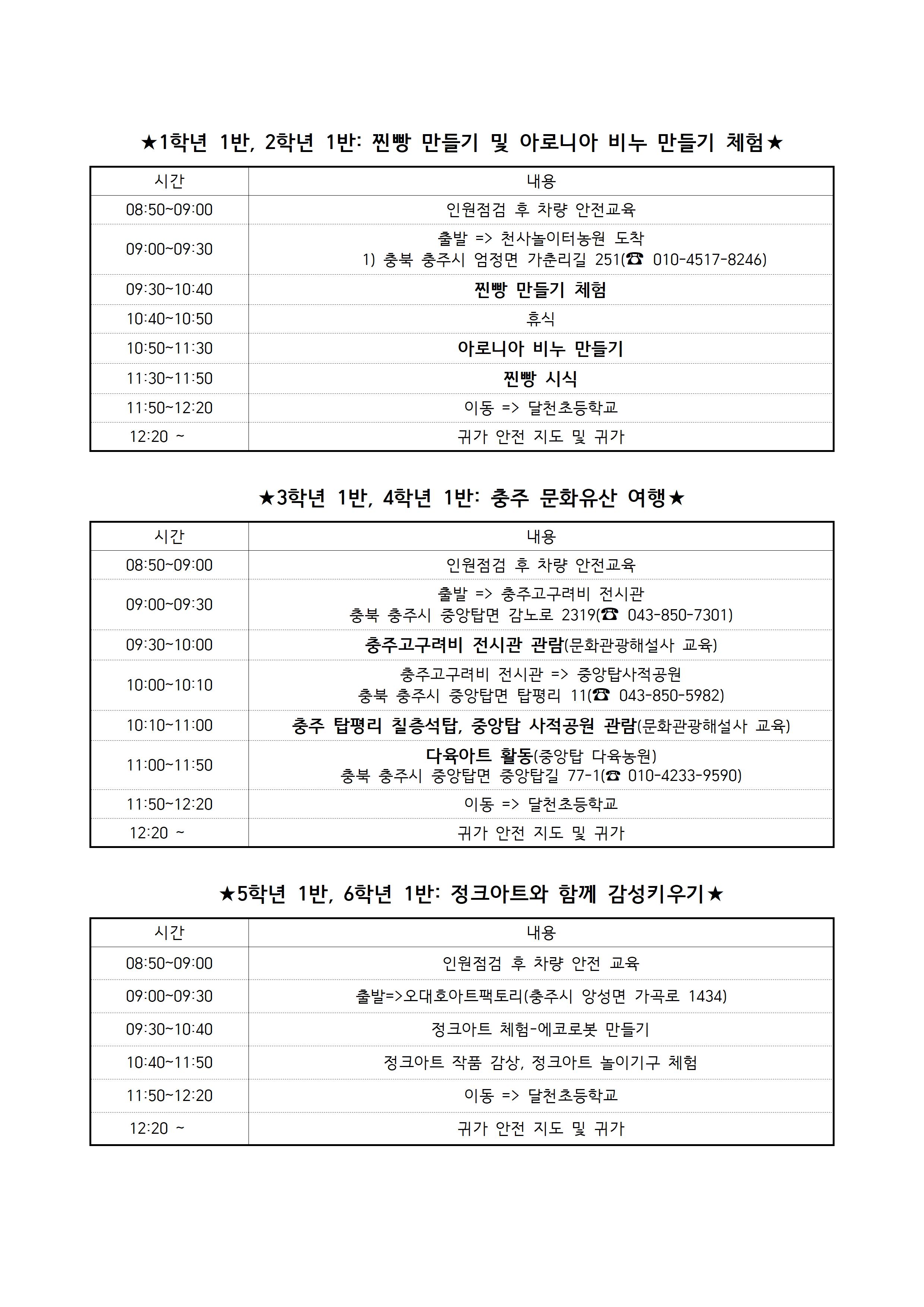 2020. 토요 현장체험학습 안내 가정통신문002