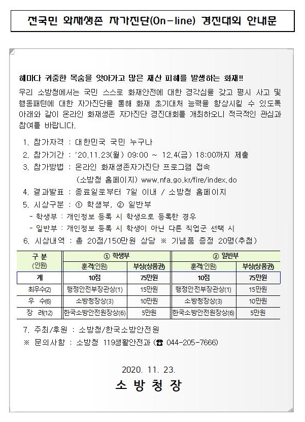 전국민 on-line 화재생존자가진단 경진대회2