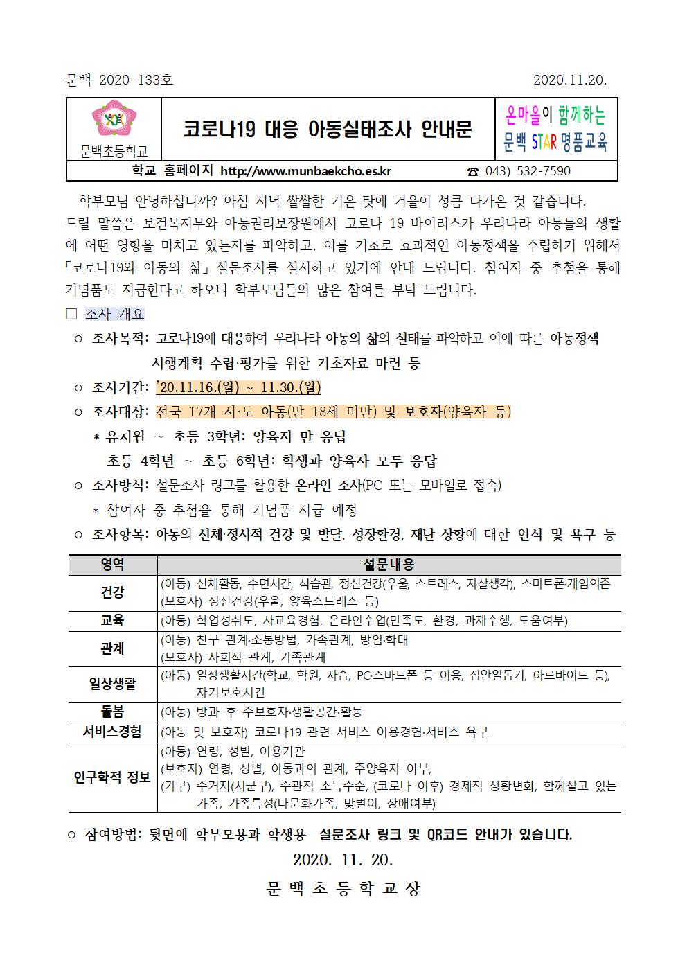 코로나19 대응 아동실태조사 안내문001