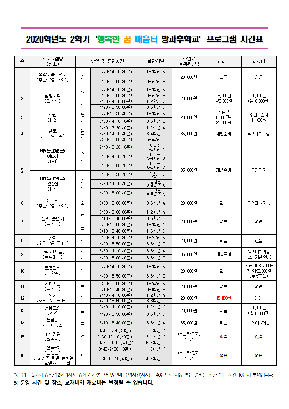 2020학년도 2학기 방과후학교 프로그램 수강료 자동이체 안내장002