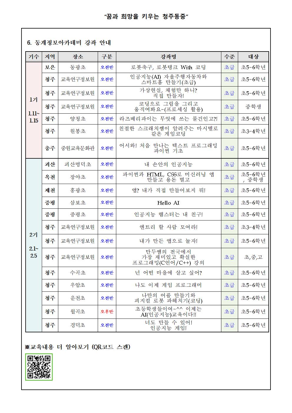 2021. 동계 정보아카데미 운영 안내 가정통신문002