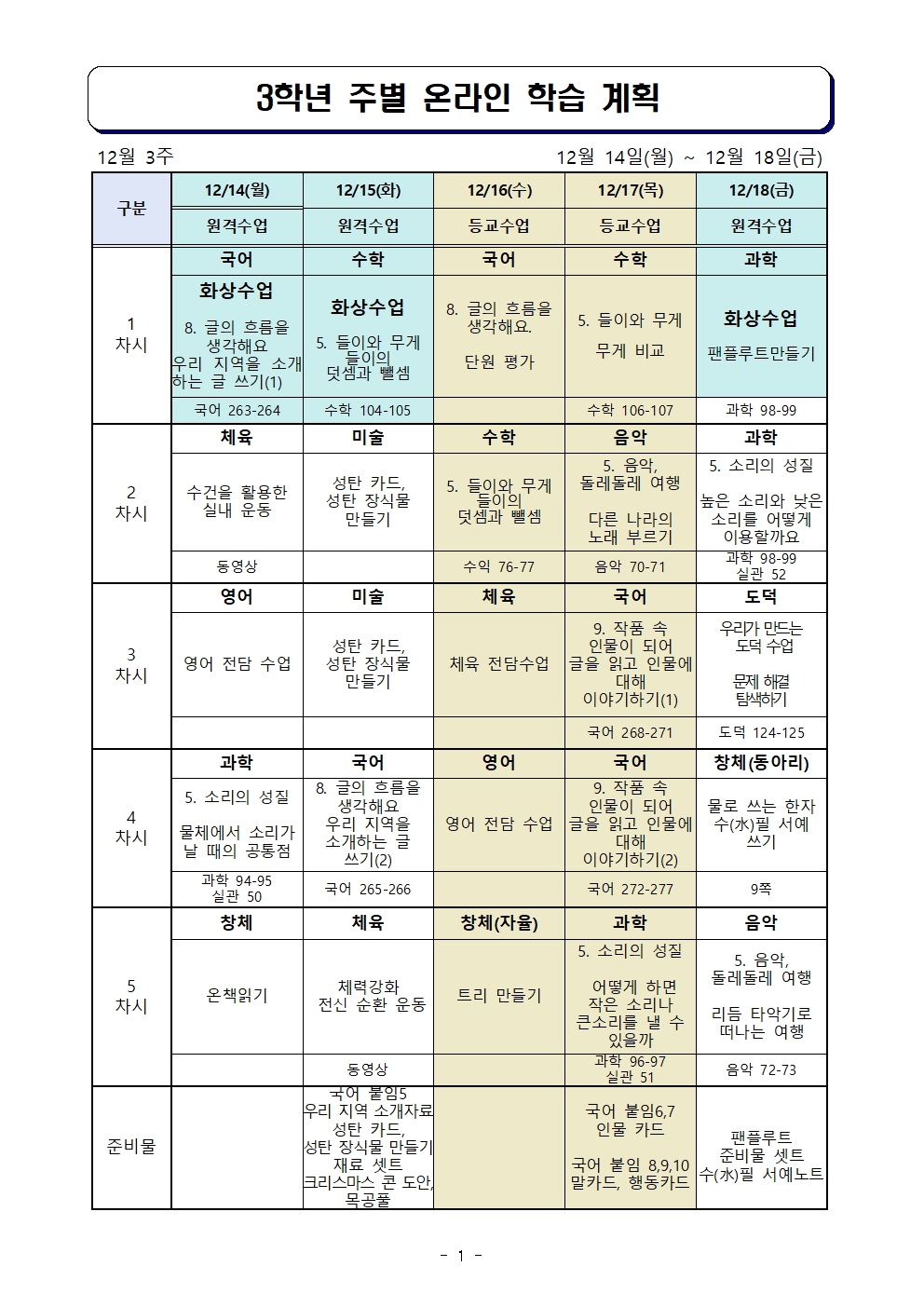 3학년 주간학습계획(12.14-12.18)001