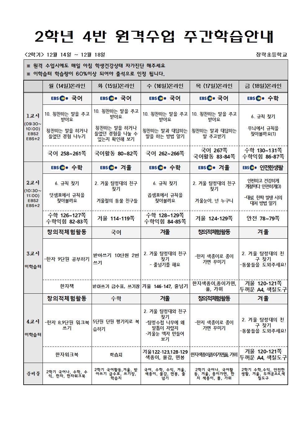 2학년 주간학습 12월14일-12월18일(학급 게시용)001