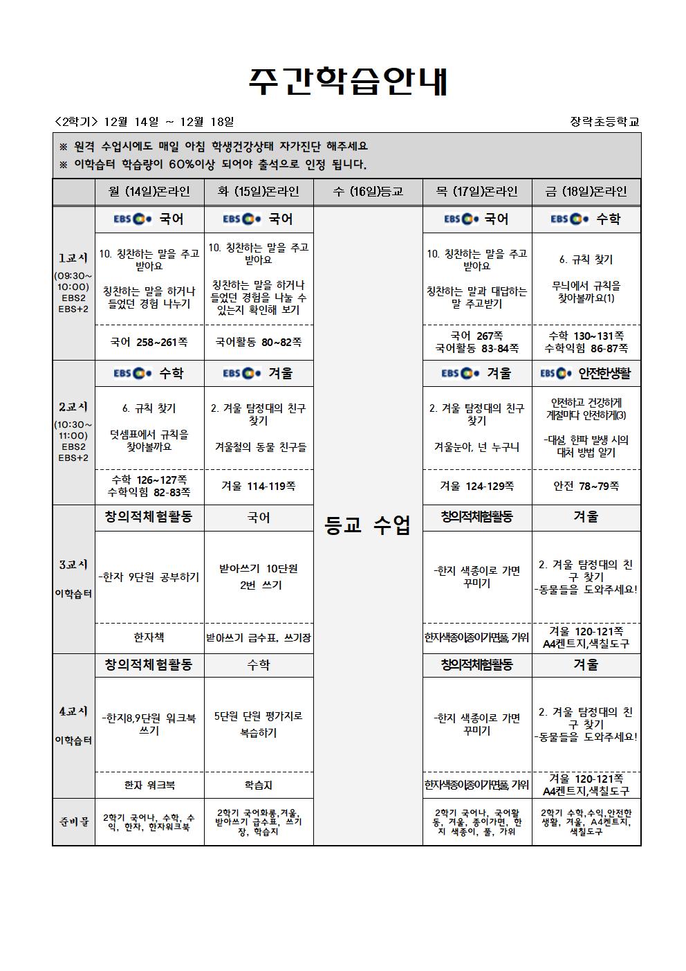 2학년 주간학습 12월14일-12월18일(학부모용)001