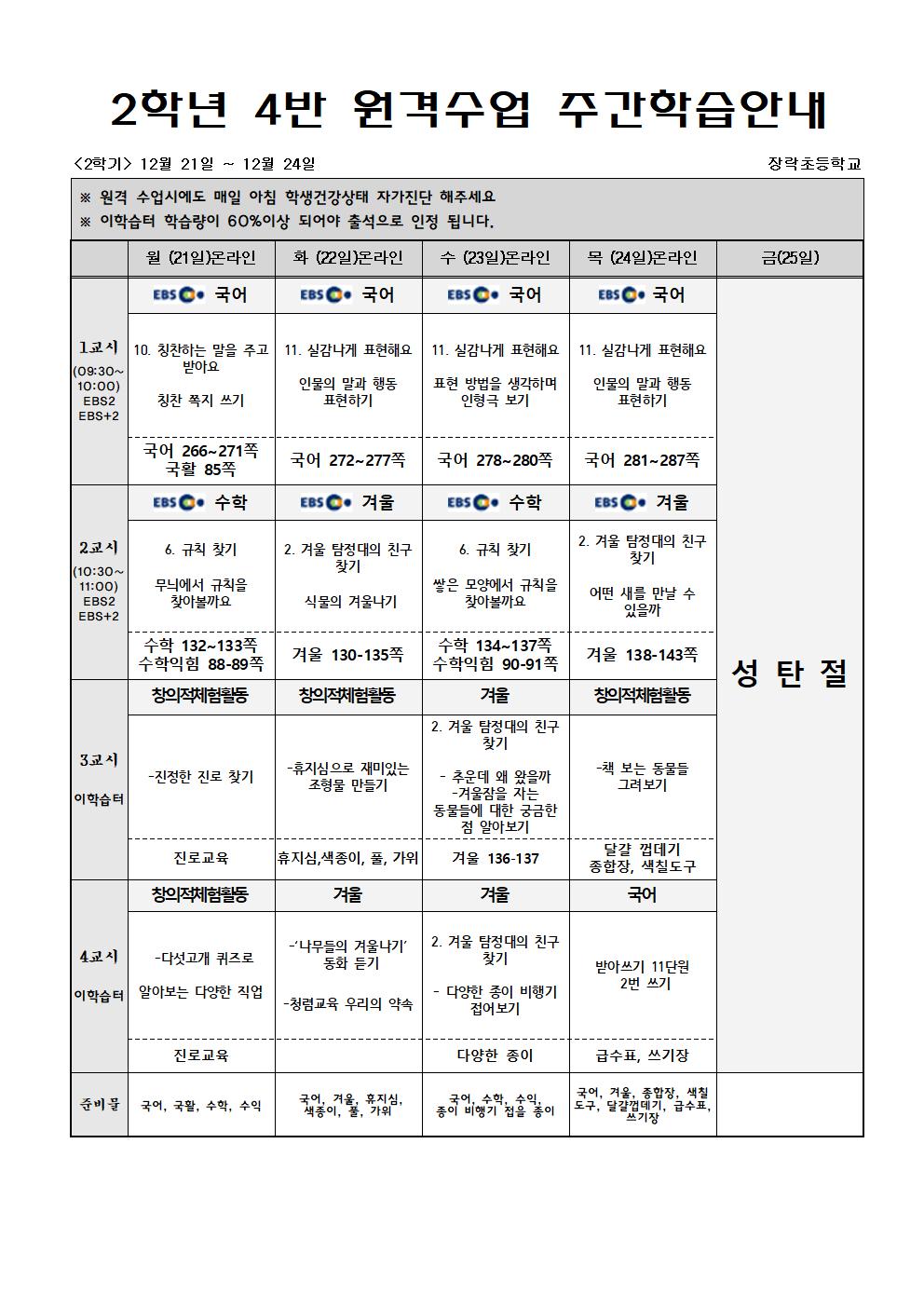 2학년 주간학습 12월21일-12월24일001