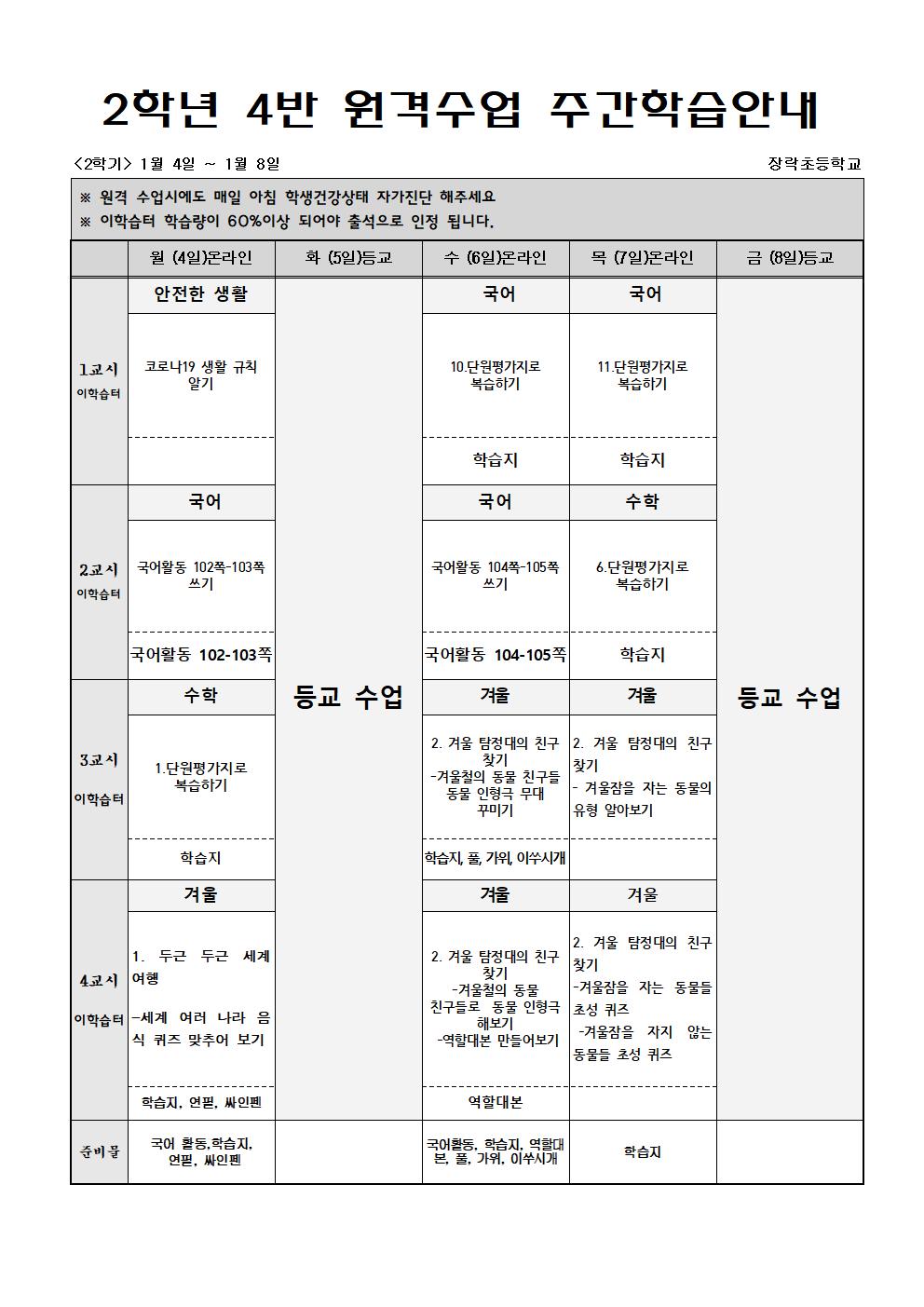 2학년 주간학습 1월4일-1월8일(배부용)001