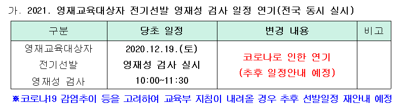 영재성 검사일정 재연기 안내(1)