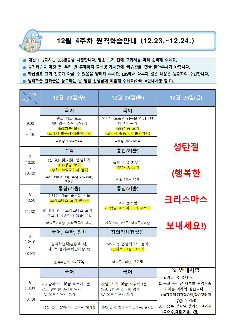 12월 4주차 원격학습계획(12.23.-12.24.)_8반001