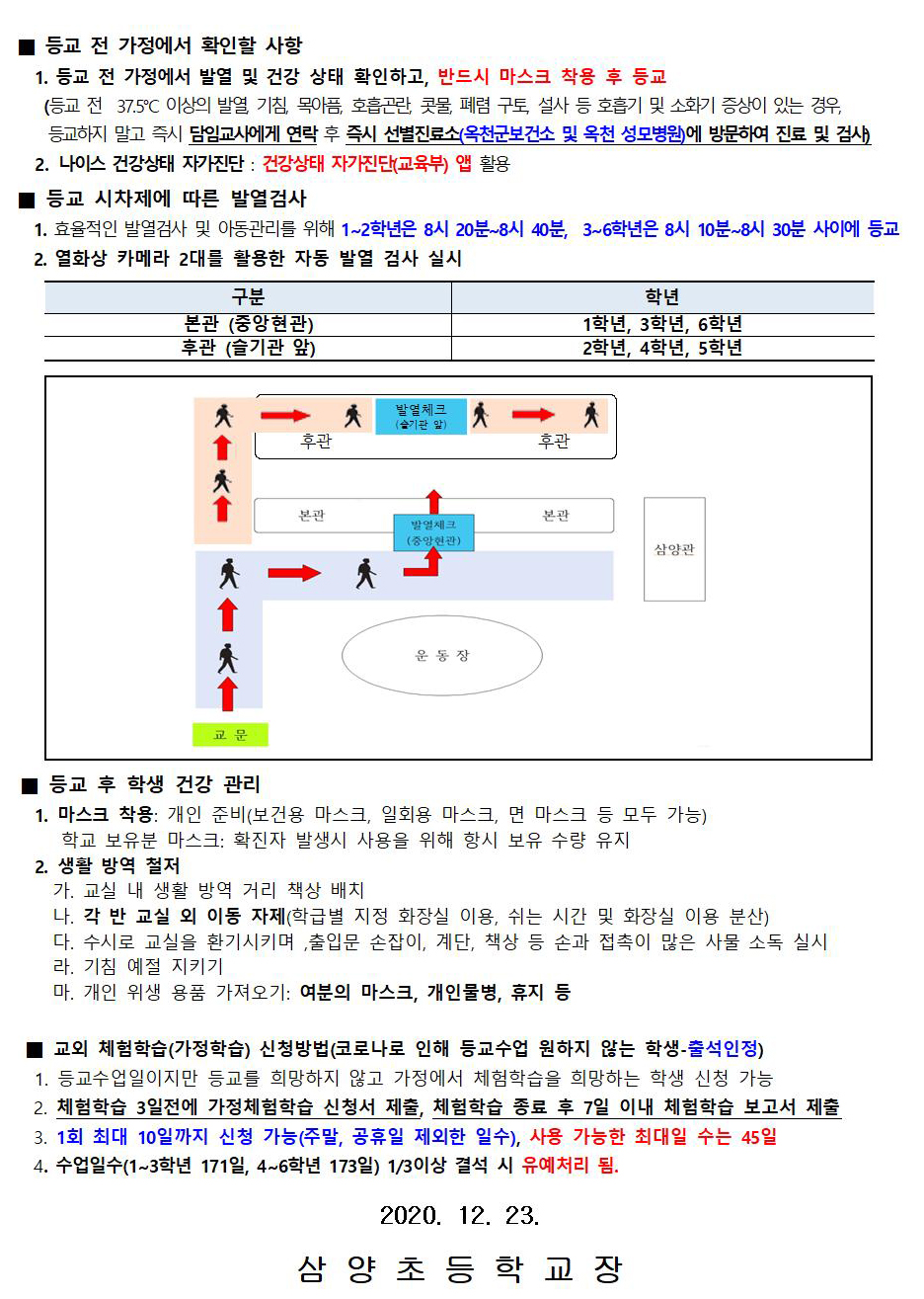 비수도권 사회적 거리 두기 2단계에 따른 학사운영 추가 안내 가정통신문(1)002