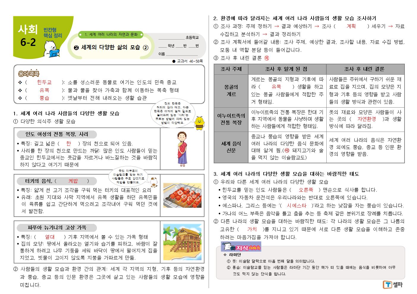 1.5(화) 사회 1-(2) 빈칸학습지 정답002