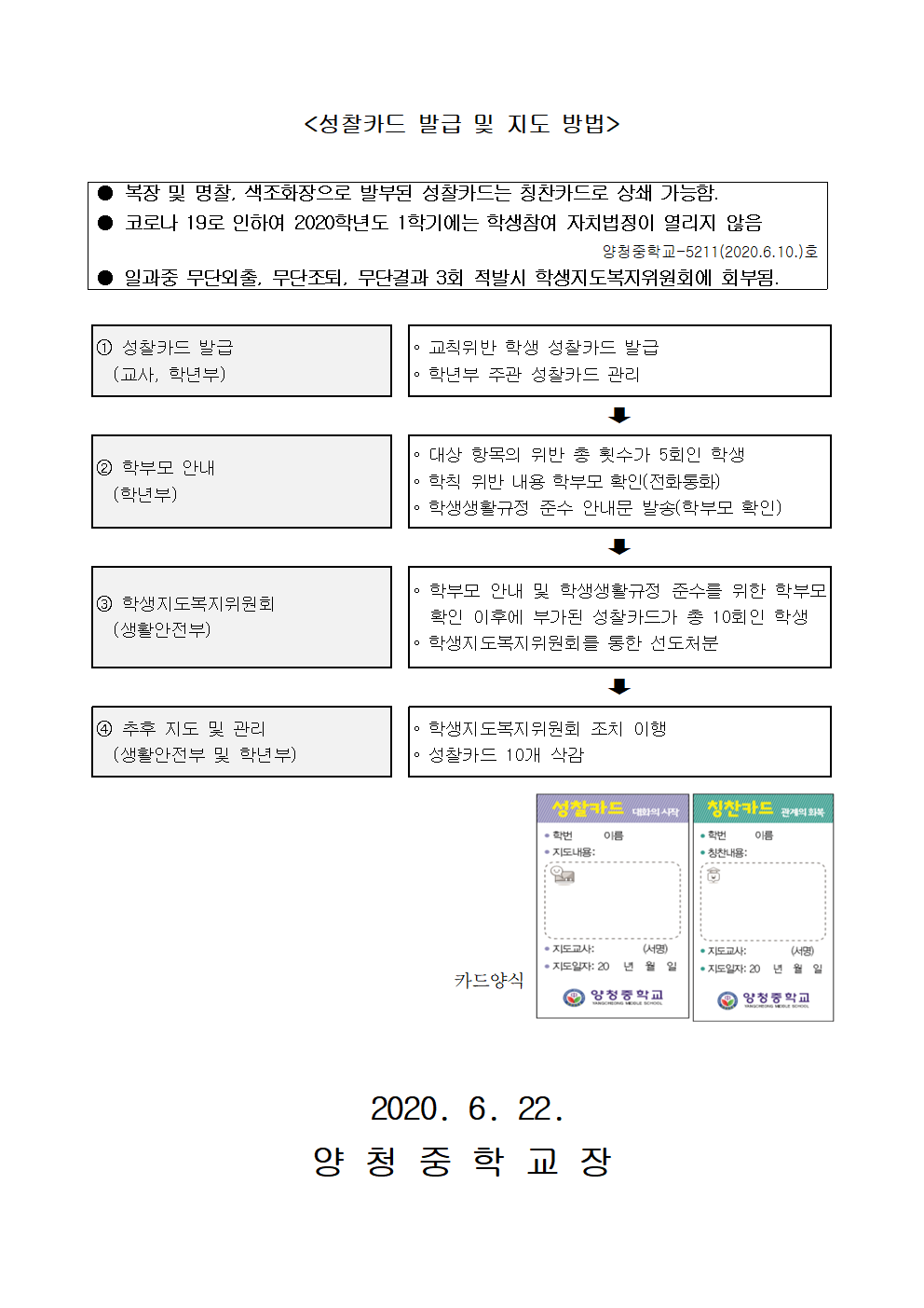 가정통신문(성찰카드,칭찬카드 안내) (1)002